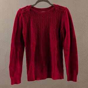 Women's Banana Republic Red Cableknit Boatneck Sweater Sz M